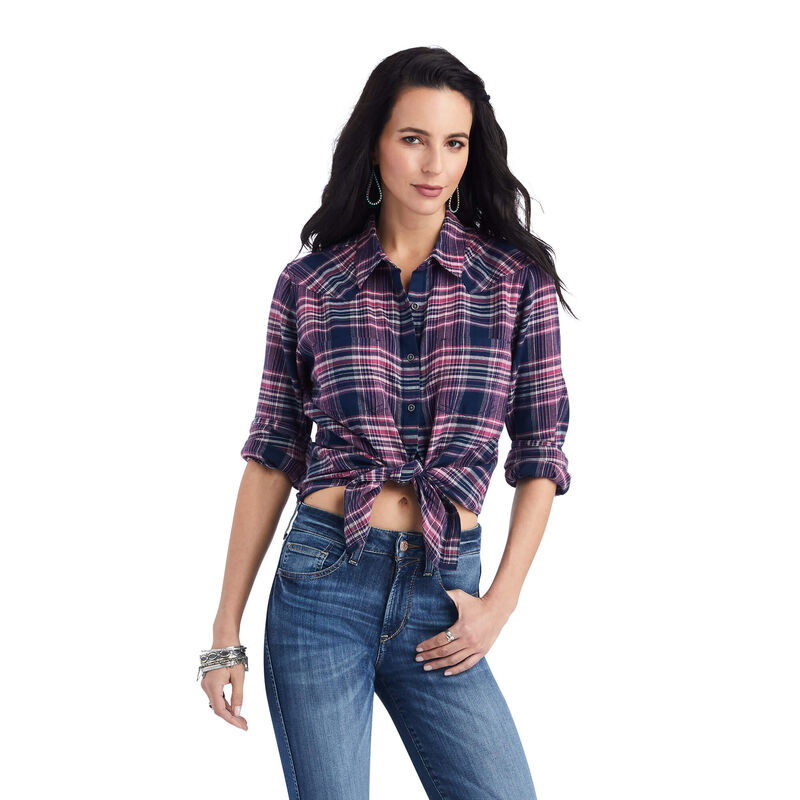 Ariat Hemden Damen - Real Billie Jean Navy/Rot ( UTZNM-9173 )